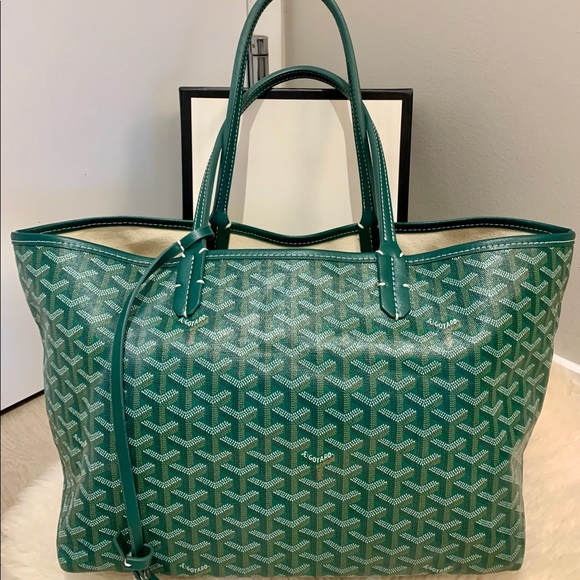 Goyard Handbags - GOYARD GREEN GOYARDINE CANVAS SAINT-LOUIS PM TOTE